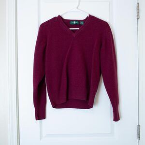 Hunt Club 100% Lambswool V-Neck Maroon Sweater Small Cozy Classic Knit